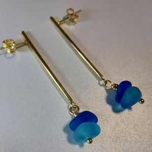 Sea Glass & Stainless Steel One-of-a-kind Earrings